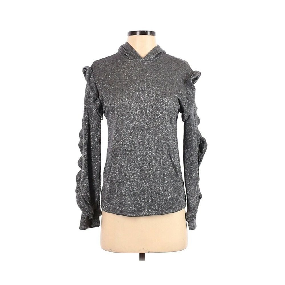 Go Couture Ruffle Metallic Shimmer Pullover Blouse